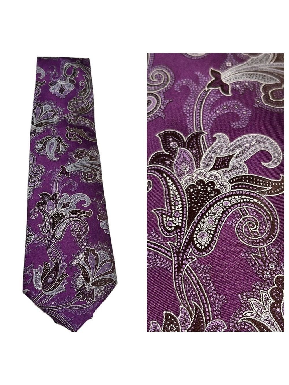 Nordstrom Napoli Silk Purple Black Floral Tie